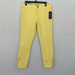 Tommy Hilfiger skinny ankle crop pants with size zipper on the legs lemon color